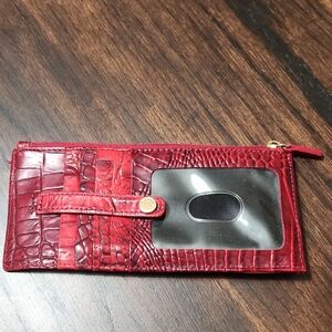 Brahmin Red Croc-Embossed Wallet with ID Window